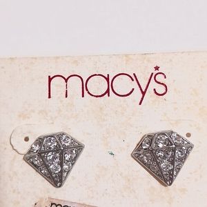 Stunning Diamond 💎  Shape  Crystal & Silver Earrings